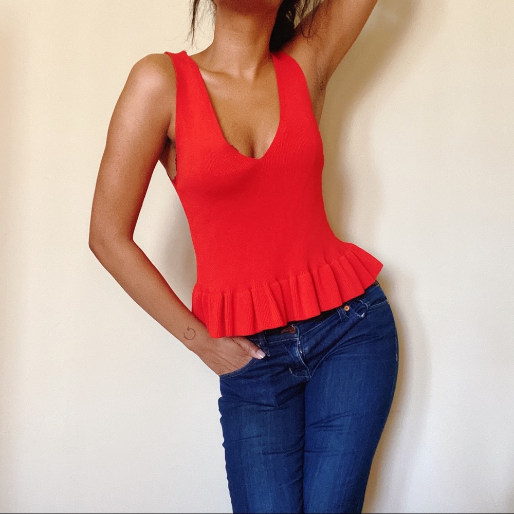 Lea and Viola Red Peplum Shirt
